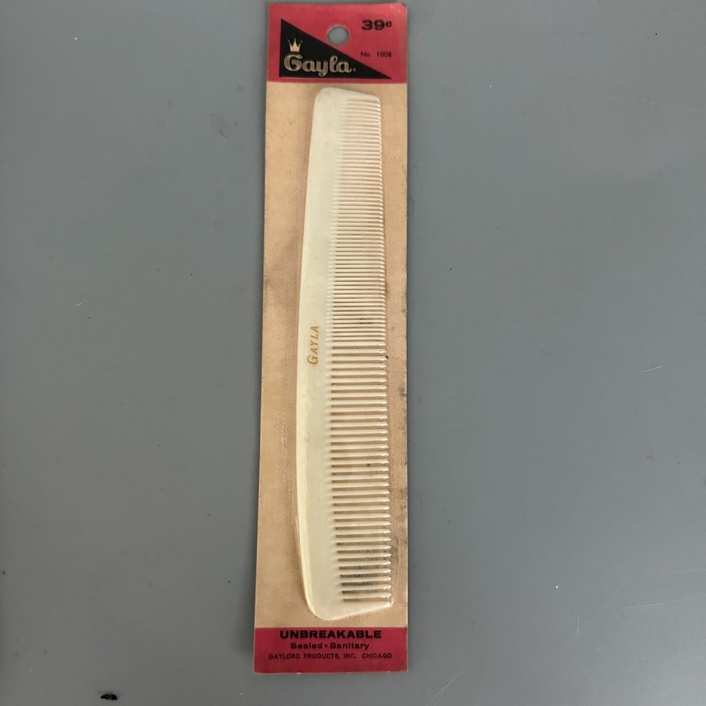 Vintage Gayla Unbreakable Hair Comb No 1008 Cream Fine Tooth Sealed NOS